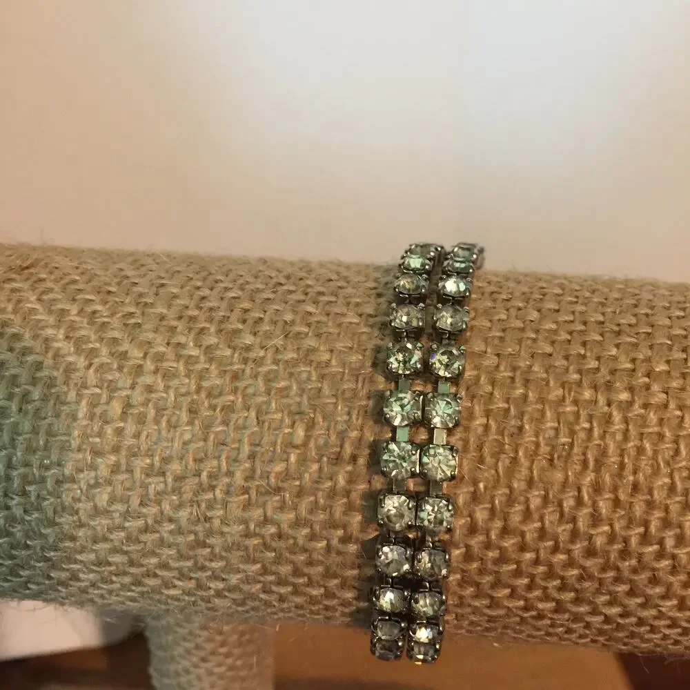 Vintage Double Strand Rhinestone Bracelet 7